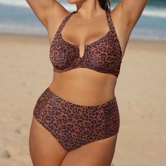Berlook Leopard Print Plus Size Bikini Set | Size 24 | 3X | NWT | High Stretch - Picture 3 of 3